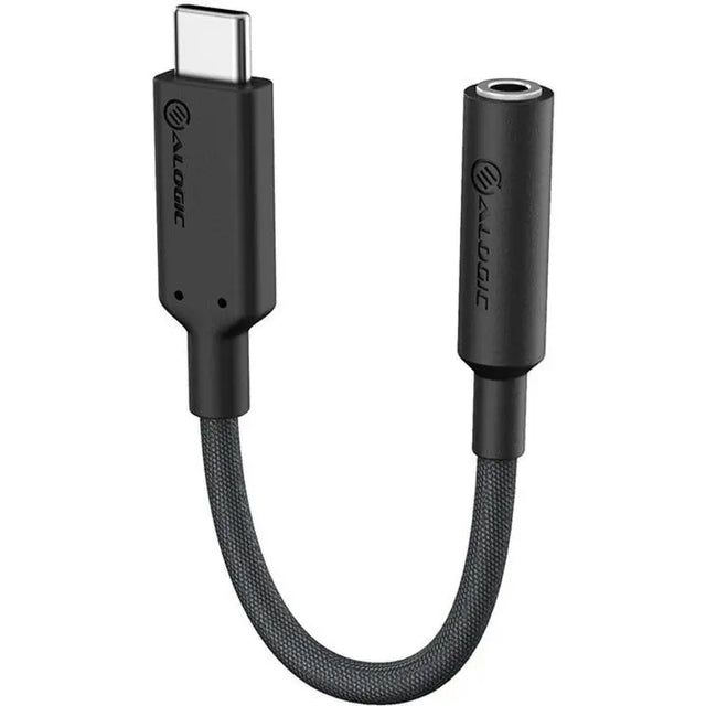 ALOGIC ALOGIC Elements PRO 10cm USB-C to 3.5mm Audio Adapter - Black - 3.94" Mini-phone/USB-C Audio Cable for Audio Device, Phone, Tablet, Headphone, Speaker, Amplifier, Mobile Phone, Notebook, Microphone -  - ELPC35A-BK