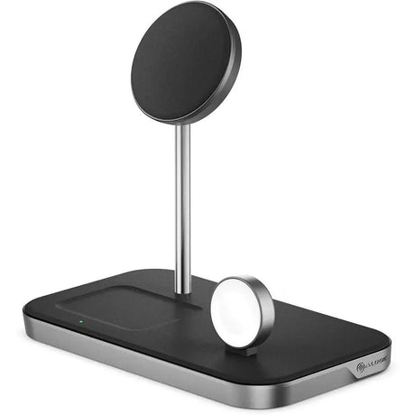 ALOGIC Alogic MagSpeed 3-in-1 Wireless 15W Charging Station - 1 - LED Indicator, Fast Charge Mode, Safety, Magnetic