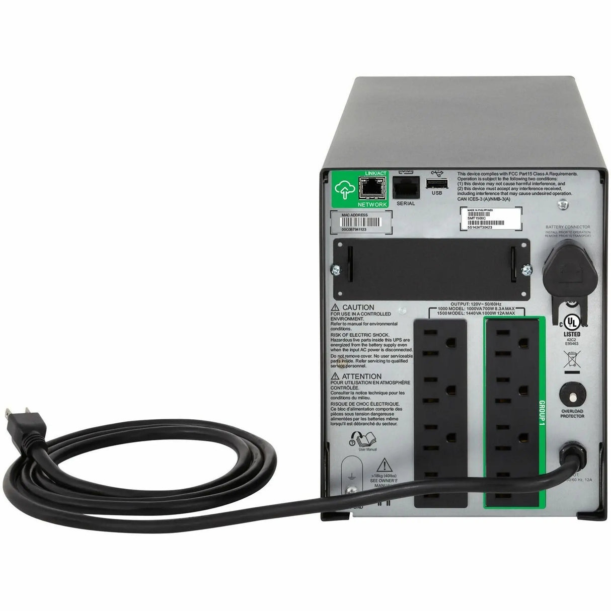 APC APC by Schneider Electric Smart-UPS 1000VA LCD 120V with SmartConnect - Tower - 3 Hour Recharge - 120 V AC Input - 120 V AC, 110 V AC, 127 V AC Output - 8 x NEMA 5-15R - SMT1000C