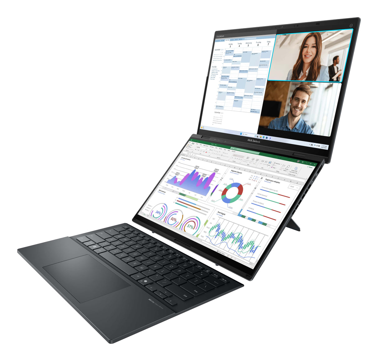 ASUS AI Laptop ASUS Zenbook Duo UX8406CA-PS99T Intel Core Ultra 9 285H Hybrid (2-in-1) 35.6 cm (14") Touchscreen 3K 32 GB LPDDR5x-SDRAM 1 TB SSD Wi-Fi 7 (802.11be) Windows 11 Home Grey - UX8406CA-PS99T