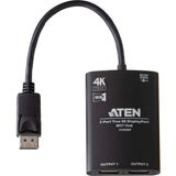 ATEN ATEN 2-Port True 4K DisplayPort MST Hub - 3840 × 2160 - DisplayPort - USB - Metal, Aluminum - VS92DP