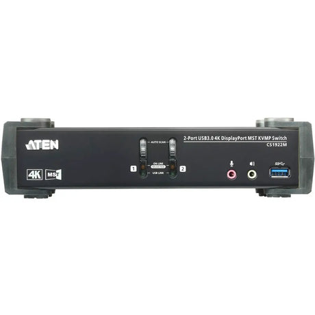 ATEN ATEN 2-Port USB 3.0 4K DisplayPort MST KVMP Switch (Cables Included)-TAA Compliant - 2 Computer(s) - 1 Local User(s) - 4096 x 2160 - 6 x USB - 1 x HDMI - Desktop - 3 x DisplayPort - CS1922M