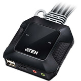 ATEN ATEN 2-Port USB 4K DCI HDMI Cable KVM Switch with Remote Port Selector - 2 Computer(s) - 4096 x 2160 - 5 x USB - 3 x HDMI - CS22H