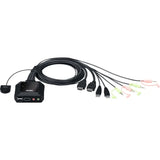 ATEN ATEN 2-Port USB 4K DCI HDMI Cable KVM Switch with Remote Port Selector - 2 Computer(s) - 4096 x 2160 - 5 x USB - 3 x HDMI - CS22H