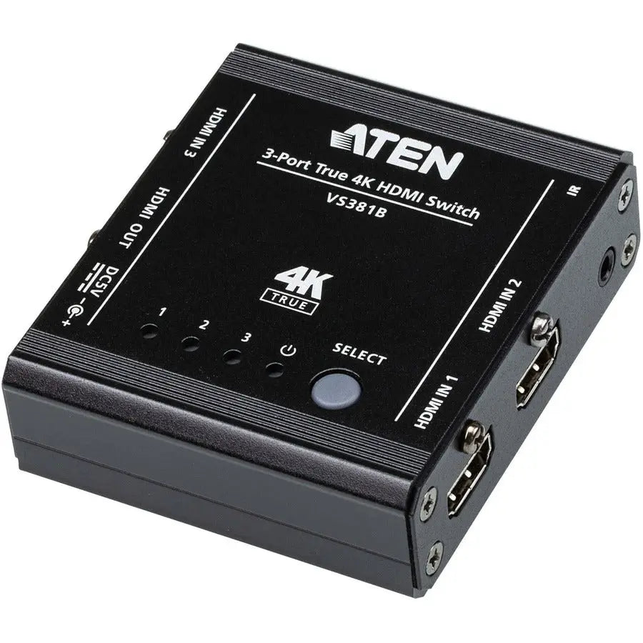 ATEN ATEN 3-Port True 4K HDMI Switch - 4096 x 2160 - 4K - 3 x 1 - Display - 1 x HDMI Out - VS381B