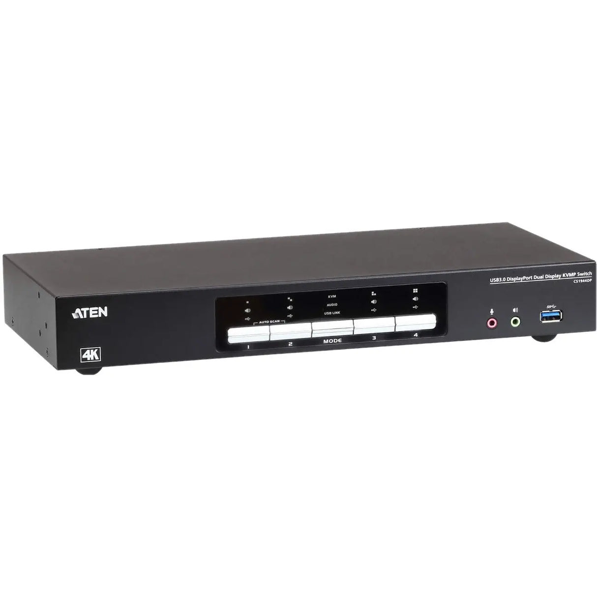 ATEN ATEN 4-Port USB 3.0 4K DisplayPort Dual Display KVMP Switch-TAA Compliant - 4 Computer(s) - 1 Local User(s) - 4096 x 2160 - 1 x Network (RJ-45) - 8 x USB - Desktop - 10 x DisplayPort - CS1944DP