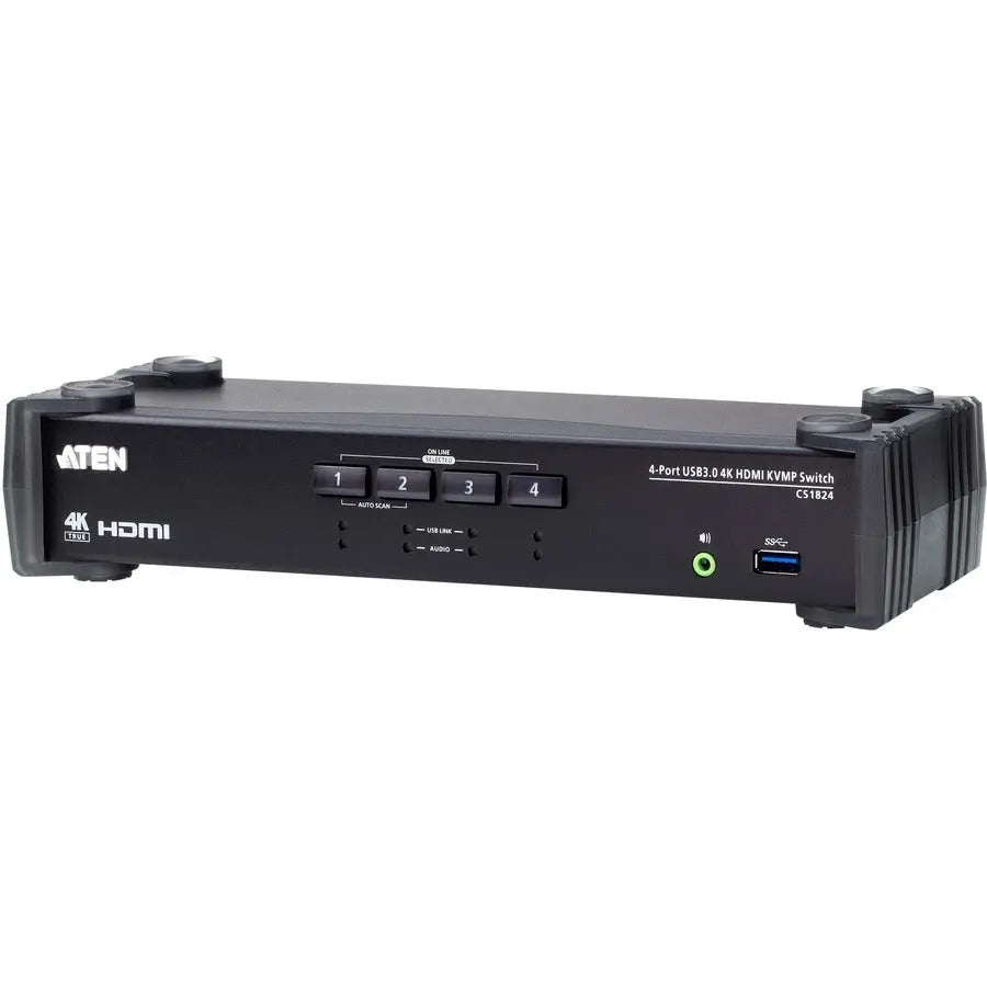 ATEN ATEN 4-Port USB 3.0 4K HDMI KVMP Switch - 4 Computer(s) - 1 Local User(s) - 4096 x 2160 - 7 x USB - 5 x HDMI - Desktop, Rack-mountable - CS1824