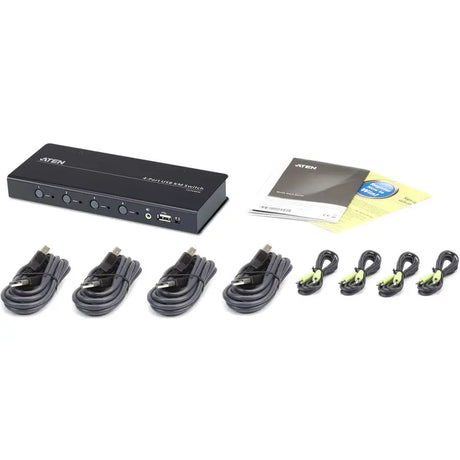 ATEN ATEN 4-port USB Boundless KM Switch - 4 Computer(s) - 1 Local User(s) - 1 x Network (RJ-45) - 8 x USB - Rack-mountable - CS724KM