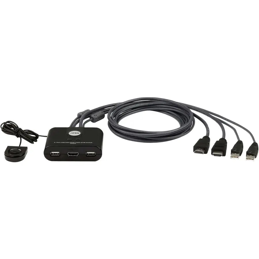 ATEN ATEN CS22HF 2-Port USB FHD HDMI Cable KVM Switch - 2 Computer(s) - 1 Local User(s) - 1920 x 1200 - 4 x USB - 3 x HDMI - Desktop