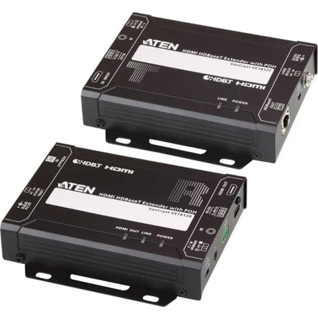 ATEN ATEN HDMI HDBaseT Extender with POH (4K@100m) (HDBaseT Class A)-TAA Compliant - 1 Input Device - 1 Output Device - 492.13 ft Range - 2 x Network (RJ-45) - 1 x HDMI In - 1 x HDMI Out - 4K - 3840 x 2160 - VE1812