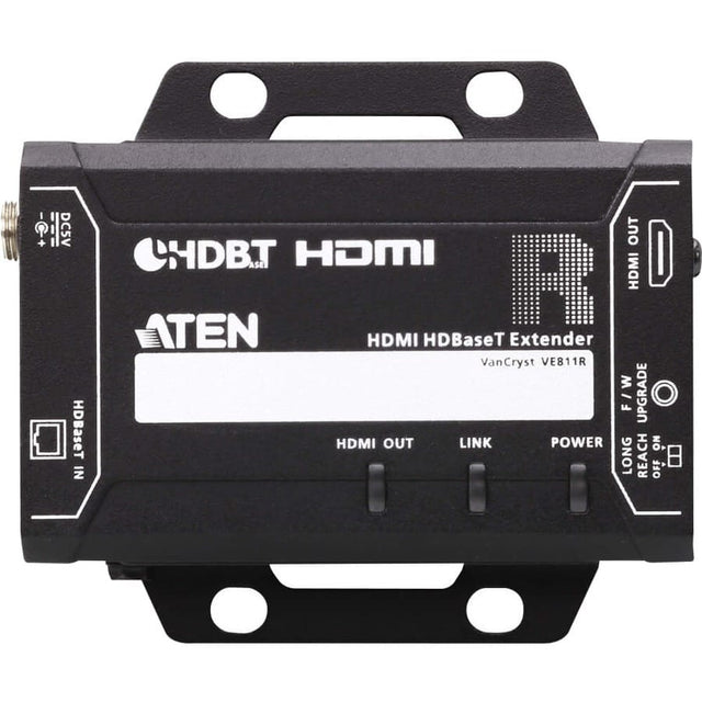 ATEN ATEN HDMI HDBaseT Receiver-TAA Compliant - 1 Output Device - 328.08 ft Range - 1 x Network (RJ-45) - 1 x HDMI Out - 4K - 4096 x 2160 - Twisted Pair - Category 6 - Rack-mountable - VE811R