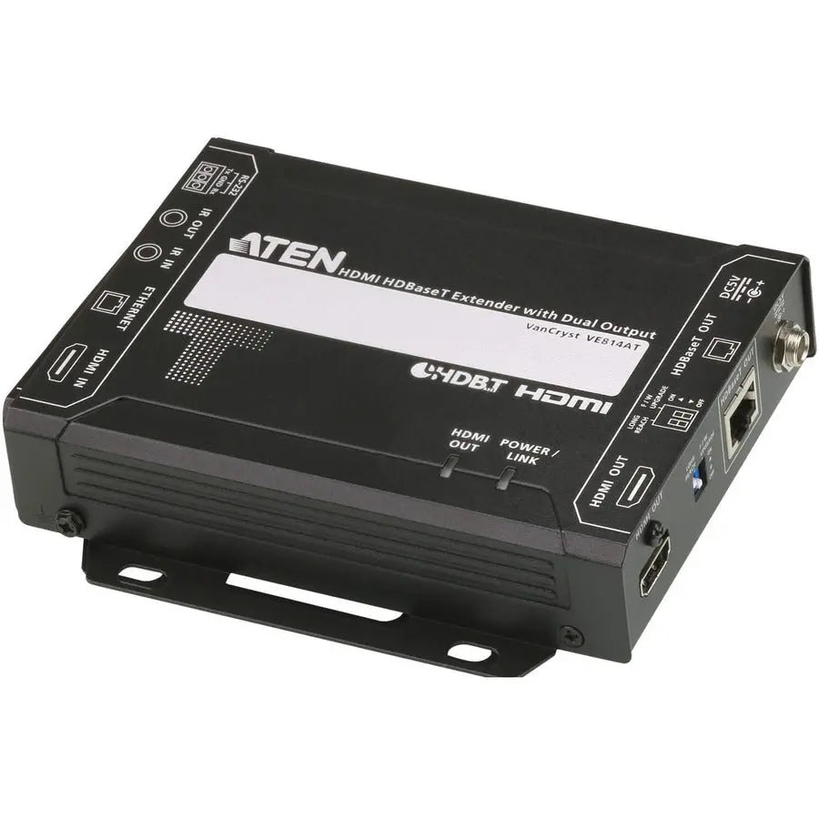 ATEN ATEN HDMI HDBaseT Transmitter with Dual Output (4K@100m) (HDBaseT Class A)-TAA Compliant - 1 Input Device - 492.13 ft Range - 1 x Network (RJ-45) - 1 x HDMI In - 1 x HDMI Out - 4K - 4096 x 2160 - Twis...  - VE814AT