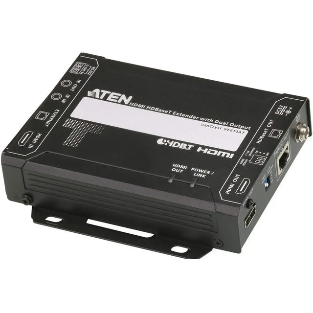 ATEN ATEN HDMI HDBaseT Transmitter with Dual Output (4K@100m) (HDBaseT Class A)-TAA Compliant - 1 Input Device - 492.13 ft Range - 1 x Network (RJ-45) - 1 x HDMI In - 1 x HDMI Out - 4K - 4096 x 2160 - Twis...  - VE814AT