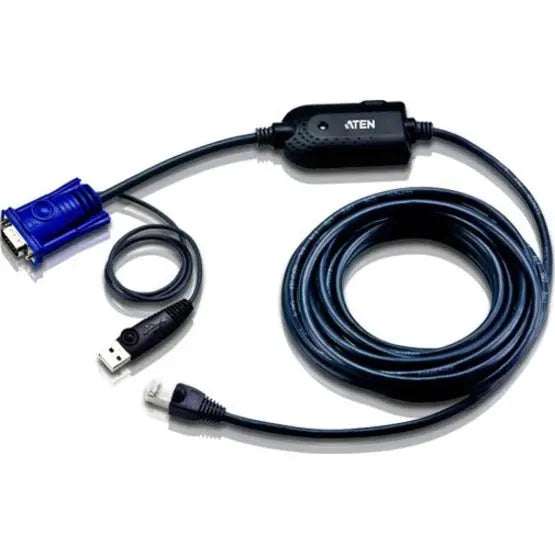 ATEN ATEN KVM Cable - 15 ft KVM Cable for Keyboard/Mouse, KVM Switch - First End: 1 x RJ-45 Network - Female - Second End: 1 x USB Type A - Male, 1 x 15-pin HD-15 - Black - KA7970