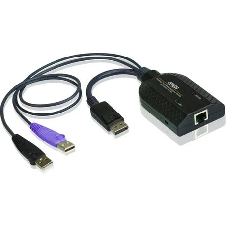 ATEN ATEN USB/RJ-45 KVM Cable-TAA Compliant - RJ-45/USB KVM Cable for Card Reader, KVM Switch, Keyboard/Mouse, Video Device - First End: 2 x Type A Male USB, First End: 1 x DisplayPort Male Digital Audio/V...  - KA7169
