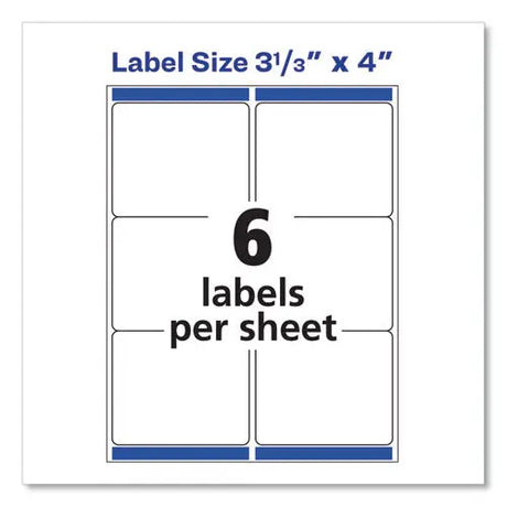 AVERY AVERY Shipping Labels w/ TrueBlock Technology, Laser Printers, 3.33 x 4, White, 6/Sheet, 100 Sheets/ - 5164