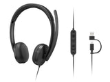 Lenovo VoIP Headset 5000 Wired Head-band Office/Call center USB Type-C Black - 4XD1R88995