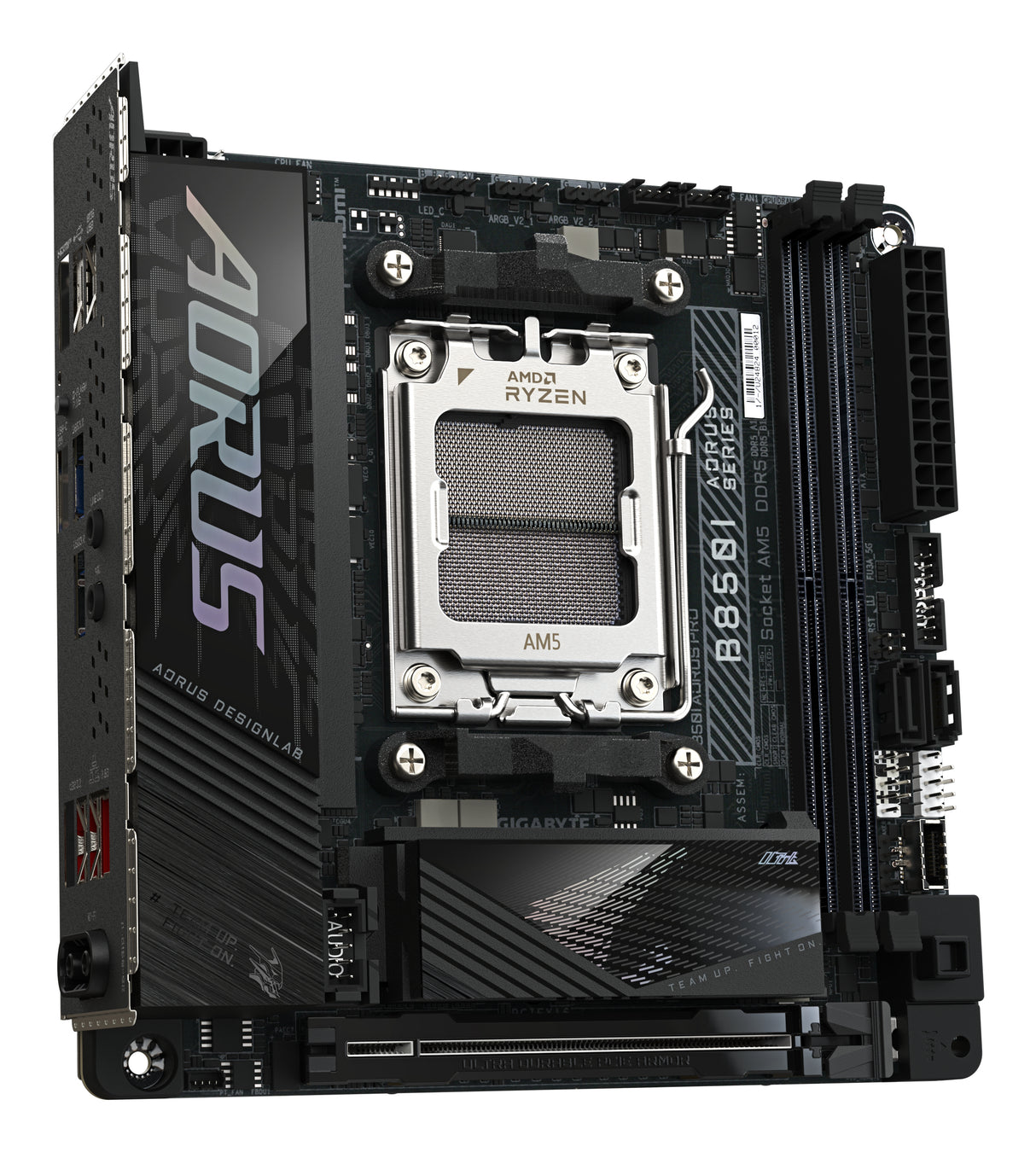 GIGABYTE B850I AORUS PRO Motherboard - AMD Ryzen 9000 Series CPUs, 8+2+1 Phases Digital VRM, up to 8400MHz DDR5 (OC), 1xPCIe 5.0 + 1xPCIe 4.0 M.2, 2.5LAN, WIFI 7, USB 3.2 Gen 2 - B850I AORUS PRO
