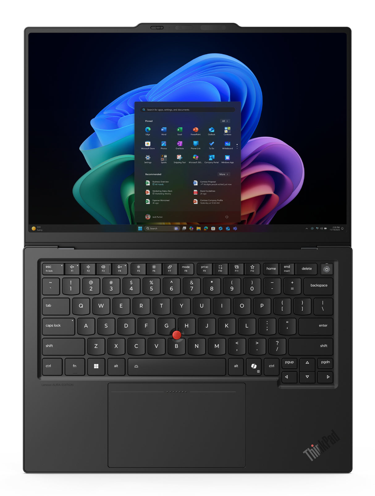 Lenovo ThinkPad X1 Carbon Gen 14 Aura Edition Copilot+ PC Intel Core Ultra 7 355 Laptop 35.6 cm (14") 2.8K 32 GB LPDDR5x-SDRAM 512 GB SSD Wi-Fi 7 (802.11be) Windows 11 Pro English Black - 21V7006EUS