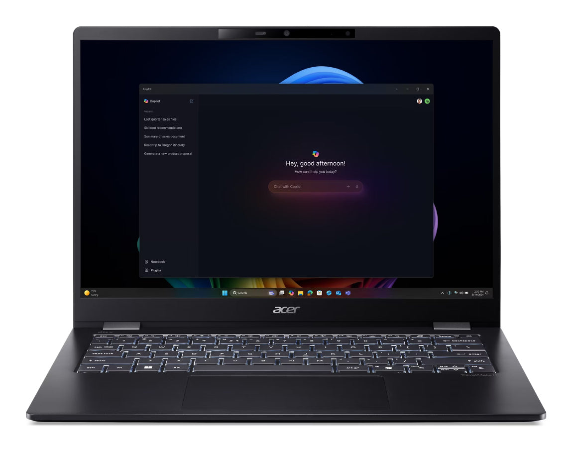 Acer TravelMate P6 14 AI TMP614-54-56PB Copilot+ PC Intel Core Ultra 5 226V Laptop 35.6 cm (14") WQXGA+ 16 GB LPDDR5x-SDRAM 1 TB SSD Wi-Fi 7 (802.11be) Windows 11 Pro Black - NX.BJJAA.002 ACER