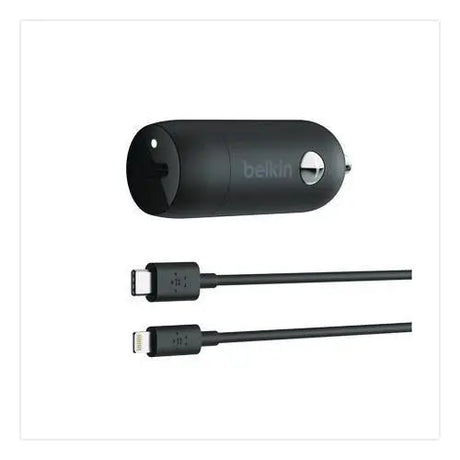 BELKIN BELKIN BOOST CHARGE USB-PD Car Charger + Lightning to USB-C Cable, 20 W, USB-C, Black - CCA003BT04BK