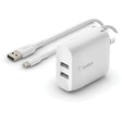 BELKIN Belkin BOOST&uarr;CHARGE AC Adapter - 1 Pack - 24 W - 4.80 A Output - WCE002DQ1MWH