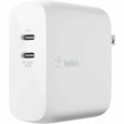 BELKIN Belkin BOOST&uarr;CHARGE Dual USB-C PD GaN Wall Charger 68W - 68 W - WCH003DQWH