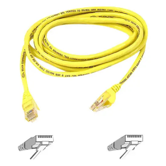 BELKIN Belkin Cat5e Cable - RJ-45 Male - RJ-45 Male - 1ft - Yellow - A3L791-01-YLW-S
