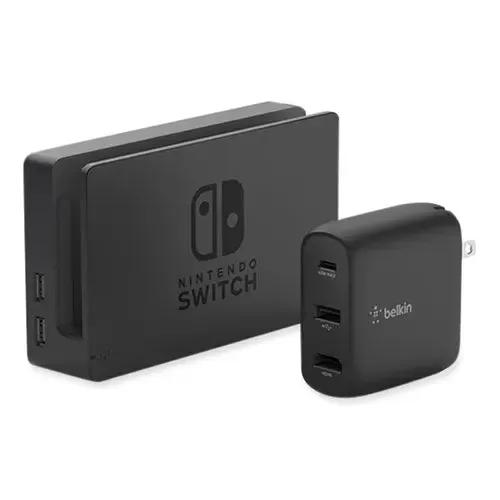 BELKIN BELKIN Connect 46.5W Multi-Port Power Hub for USB-C Laptop or Nintendo Switch, 3 Ports, Black - AVC010TTBK