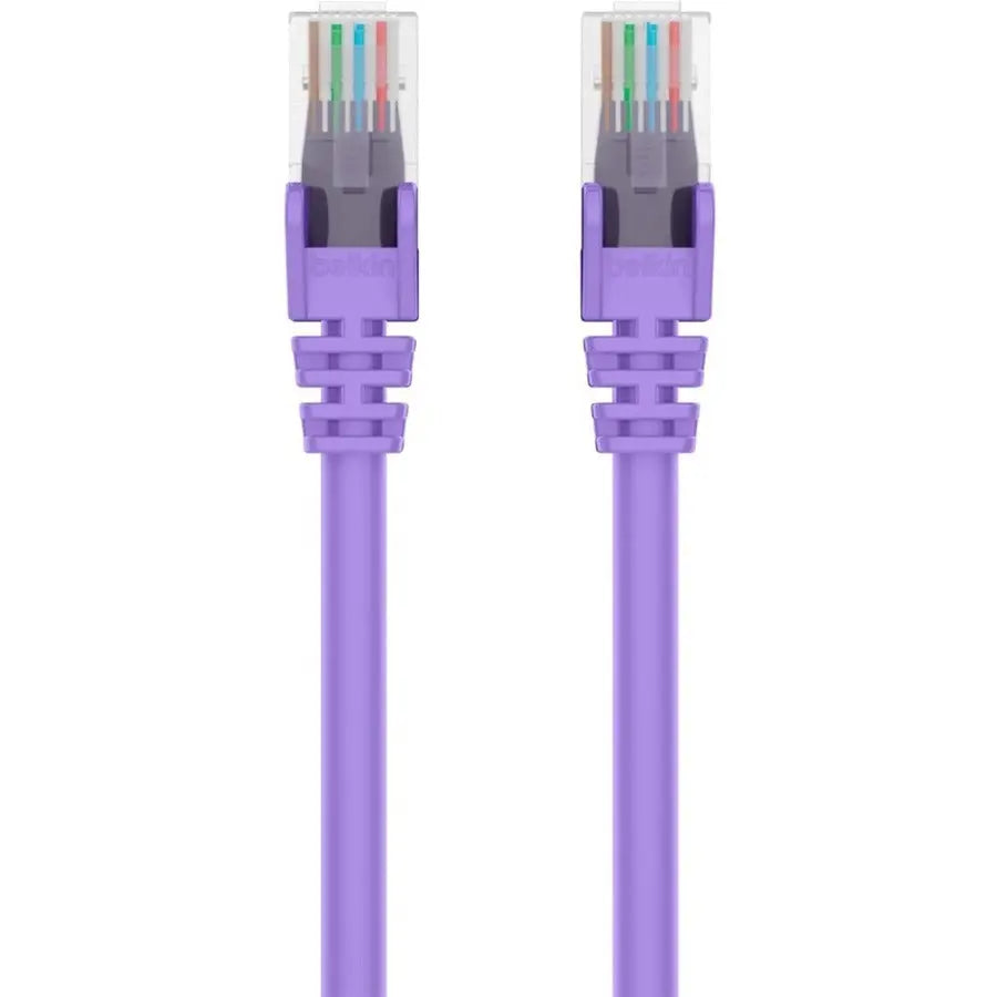 BELKIN Belkin RJ45 Category 6 Snagless Patch Cable - 15 ft Category 6 Network Cable for Network Device, Notebook, Desktop Computer, Modem, Router - First End: 1 x RJ-45 Network - Male - Second End: 1 x RJ-45...  - A3L980-15-PUR-S
