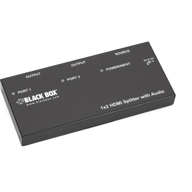 BLACK BOX Black Box 1 x 2 HDMI Splitter with Audio - Audio Line In - Audio Line Out - 1 x HDMI In - 2 x HDMI Out - AVSP-HDMI1X2
