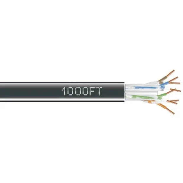BLACK BOX Black Box CAT6 550-MHz Solid Bulk Cable UTP CMR PVC BK 1000FT Pull-Box - Bare Wire - Bare Wire - 1000ft - Black - EYN880A-PB-1000