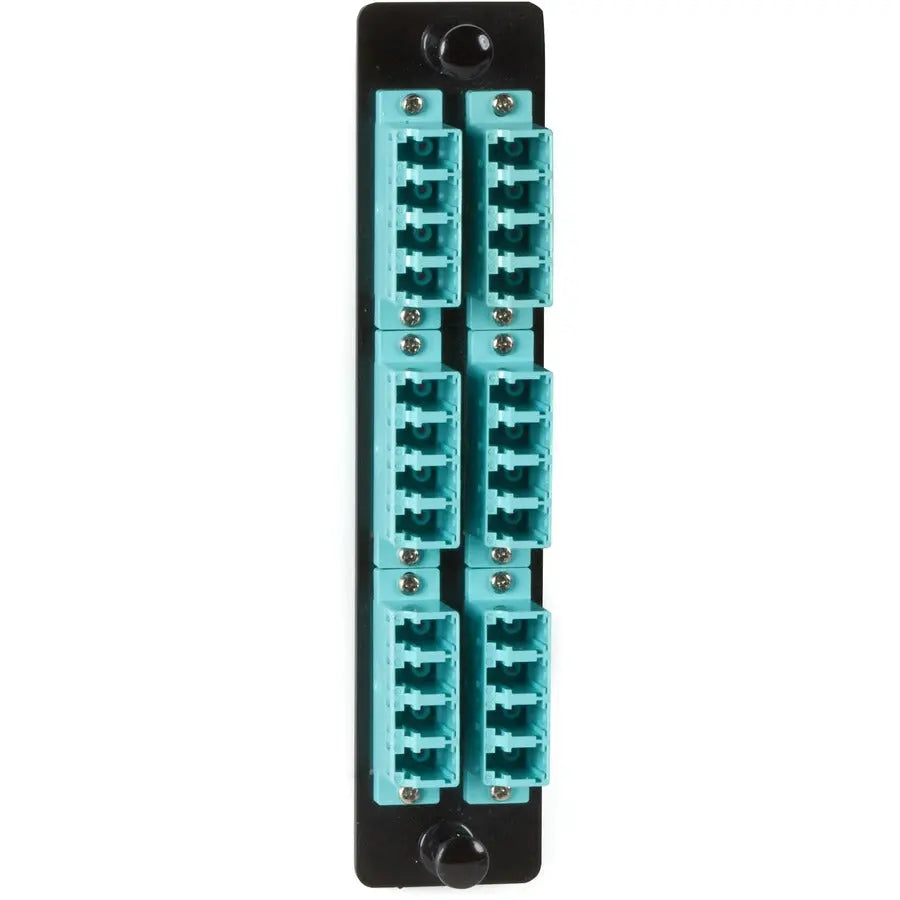 BLACK BOX Black Box High-Density Adapter Panel, Ceramic Sleeves, (12) LC Duplex Pairs, Aqua - 24 Port(s) - 24 x Duplex - Aqua - JPM468C