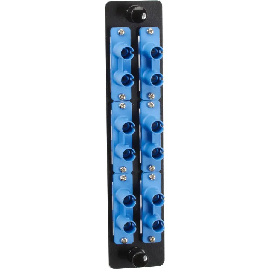 BLACK BOX Black Box High-Density Adapter Panel, Ceramic Sleeves, (6) ST Duplex Pairs, Blue - 6 x ST Duplex - 6 Port(s) - 6 x RJ-11 - 6 x Duplex - Blue - JPM460C