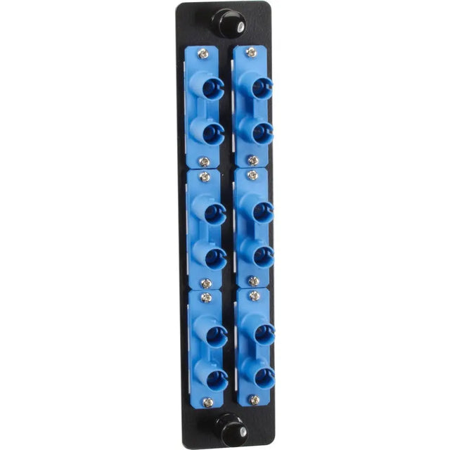 BLACK BOX Black Box High-Density Adapter Panel, Ceramic Sleeves, (6) ST Duplex Pairs, Blue - 6 x ST Duplex - 6 Port(s) - 6 x RJ-11 - 6 x Duplex - Blue - JPM460C