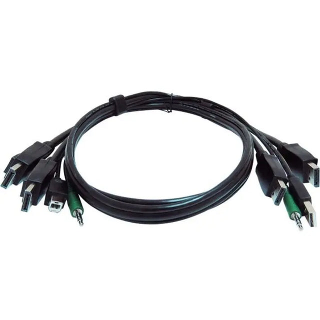 BLACK BOX Black Box Secure KVM Cable - Each end (1) USB, (1) or (2) DisplayPort, (1) 3.5mm Audio - 10 ft KVM Cable for KVM Switch, PC - First End: 1 x USB - Male, 2 x DisplayPort 1.2 Digital Audio/Video - Male, - SKVMCBL-2DP-10TAA