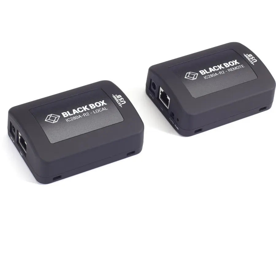 BLACK BOX Black Box USB 2.0 Extender - CAT5, 1-Port - 1 x Network (RJ-45) - 1 x USB - 328 ft Extended Range - ABS - Black - IC280A-R2
