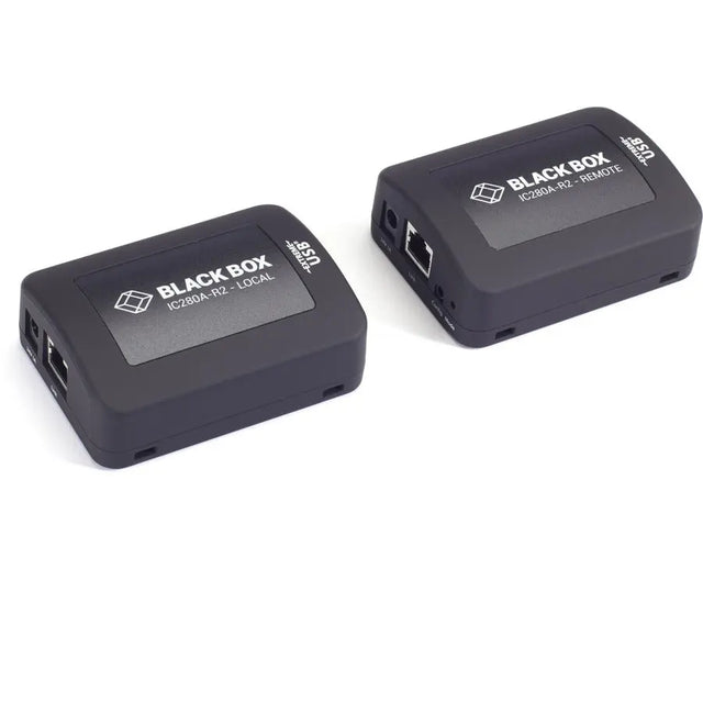 BLACK BOX Black Box USB 2.0 Extender - CAT5, 1-Port - 1 x Network (RJ-45) - 1 x USB - 328 ft Extended Range - ABS - Black - IC280A-R2