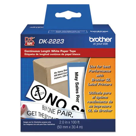 BROTHER BROTHER Continuous Paper Label Tape, 2" x 100 ft, Black/White - DK2223