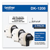 BROTHER BROTHER Die-Cut Address Labels, 1.4 x 3.5, White, 400 Labels/Roll, 3 Rolls/Pack - DK12083PK