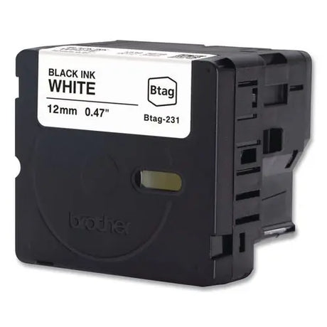 BROTHER BROTHER Genuine P-Touch BTAG Label Tapes, 0.47" x 13.1 ft, Black on White - BTAG231