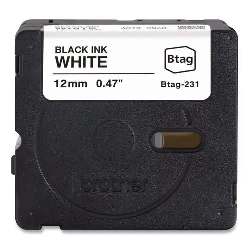BROTHER BROTHER Genuine P-Touch BTAG Label Tapes, 0.47" x 13.1 ft, Black on White - BTAG231