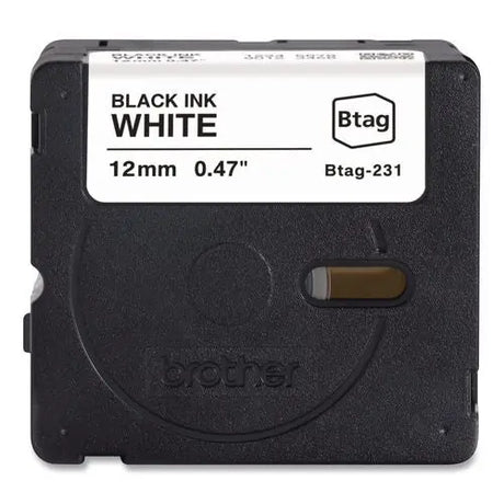 BROTHER BROTHER Genuine P-Touch BTAG Label Tapes, 0.47" x 13.1 ft, Black on White - BTAG231
