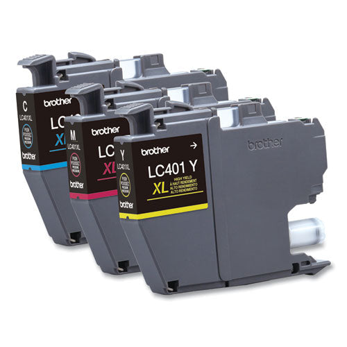 BROTHER BROTHER  High-Yield Ink, 500 Page-Yield, Cyan/Magenta/Yellow, 3/Pack - LC401XL3PKS