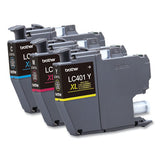 BROTHER BROTHER  High-Yield Ink, 500 Page-Yield, Cyan/Magenta/Yellow, 3/Pack - LC401XL3PKS