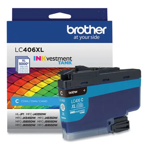 BROTHER BROTHER  INKvestment High-Yield Ink, 5,000 Page-Yield, Cyan - LC406XLCS