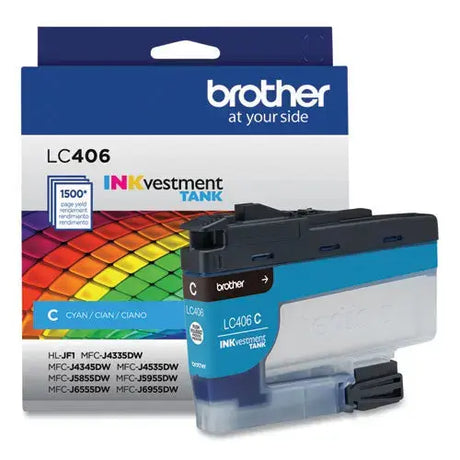 BROTHER BROTHER  INKvestment Ink, 1,500 Page-Yield, Cyan - LC406CS
