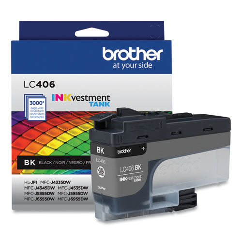 BROTHER BROTHER  INKvestment Ink, 3,000 Page-Yield, Black - LC406BKS