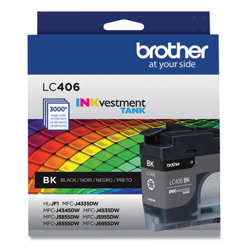 BROTHER BROTHER  INKvestment Ink, 3,000 Page-Yield, Black - LC406BKS