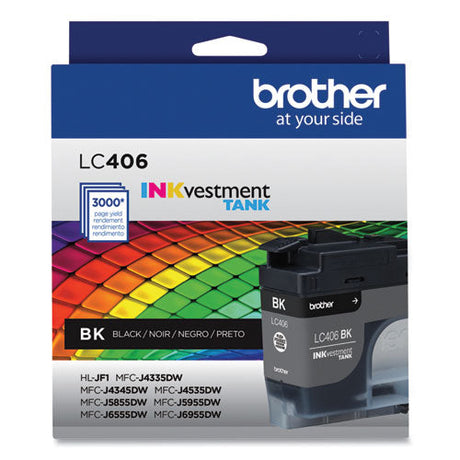 BROTHER BROTHER  INKvestment Ink, 3,000 Page-Yield, Black - LC406BKS